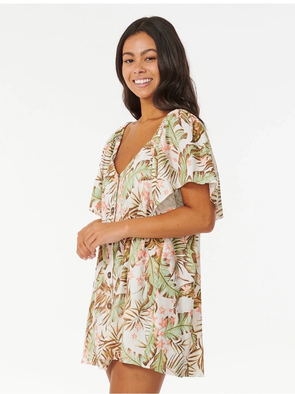 Rip Curl La Quinta Beach Dress 03ZWDR NWT Size M Tropical Floral Off Shoulder